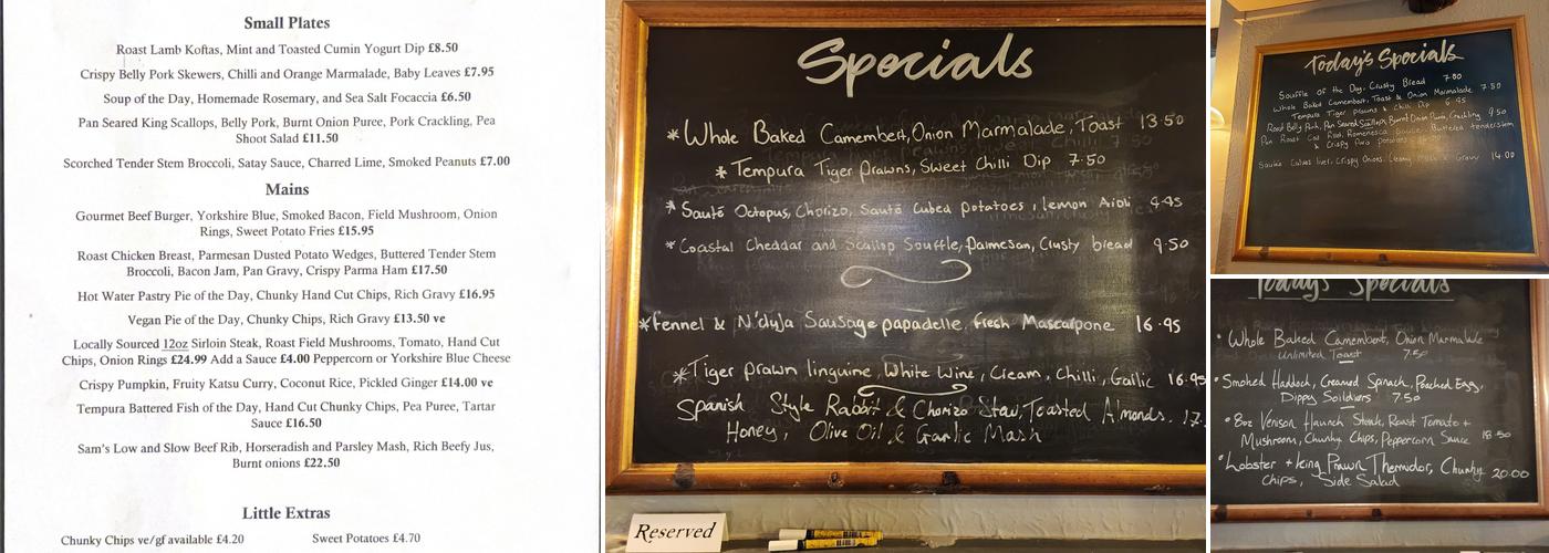 Mother Shipton's Inn Menu