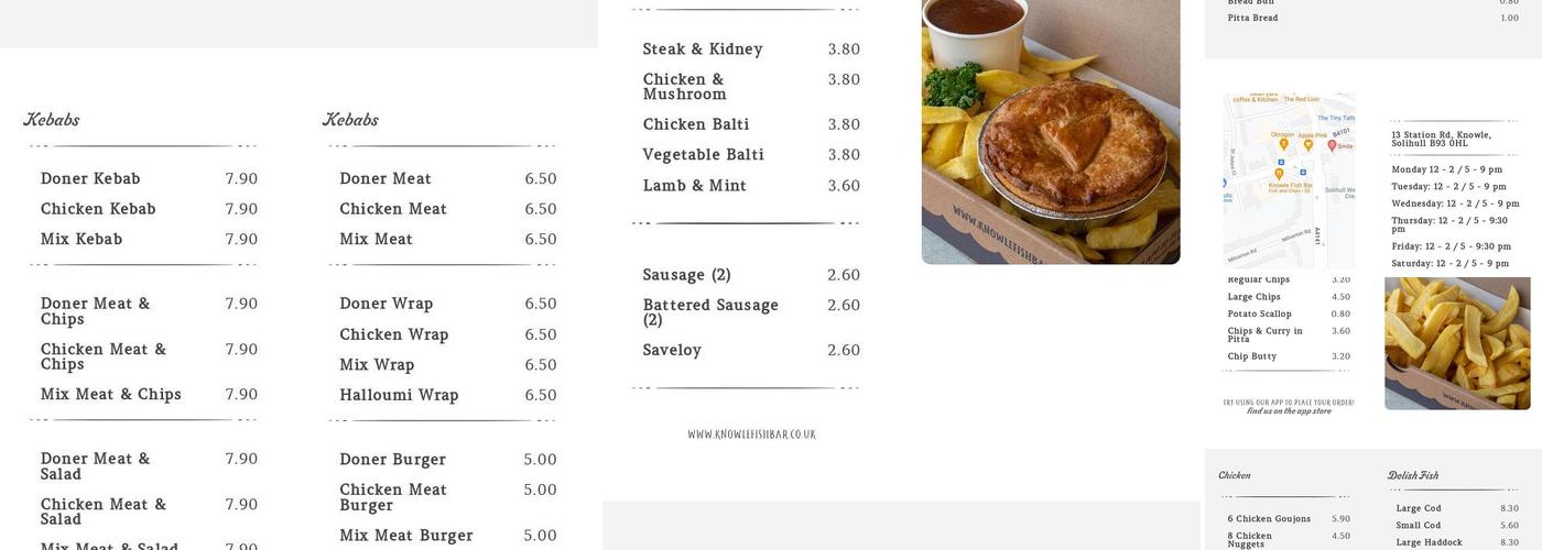 Knowle Fish Bar Menu