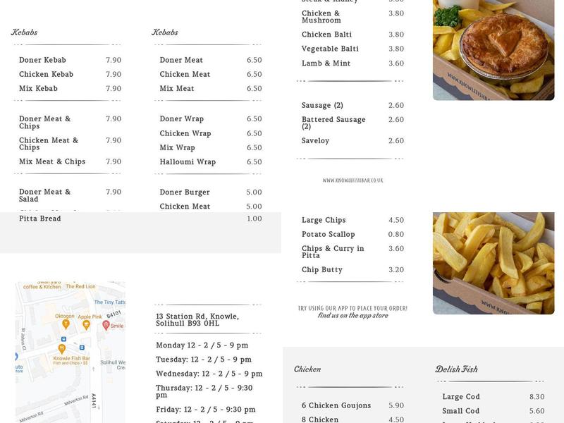 Knowle Fish Bar Menu
