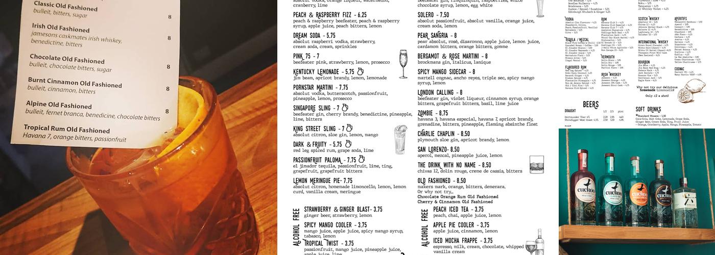 Tipple Cocktails Menu