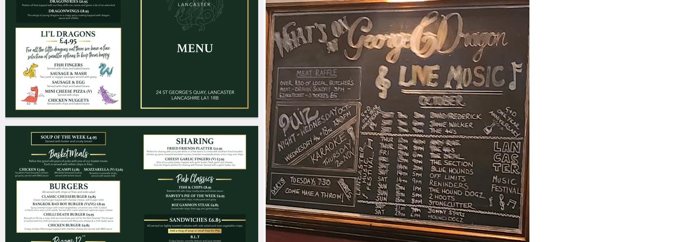 George and Dragon Menu