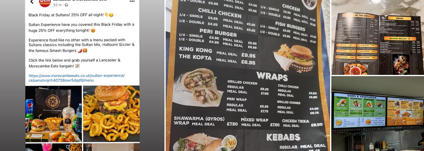 Sultan of Lancaster Experience Menu