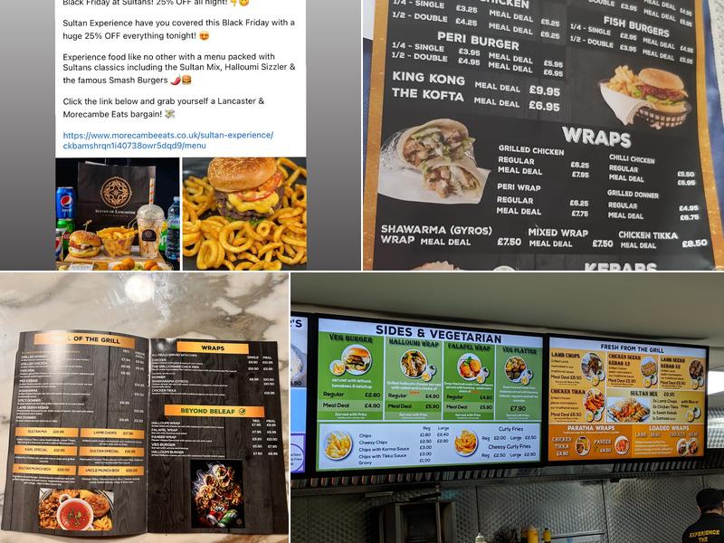 Sultan of Lancaster Experience Menu