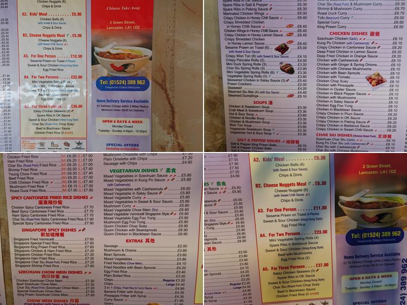 Half Moon Bay Chinese Takeaway Menu