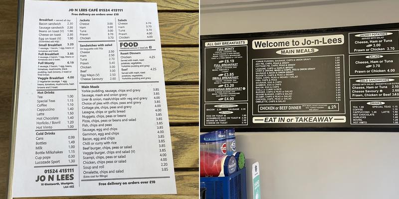 Jo N Lee’s Café Menu