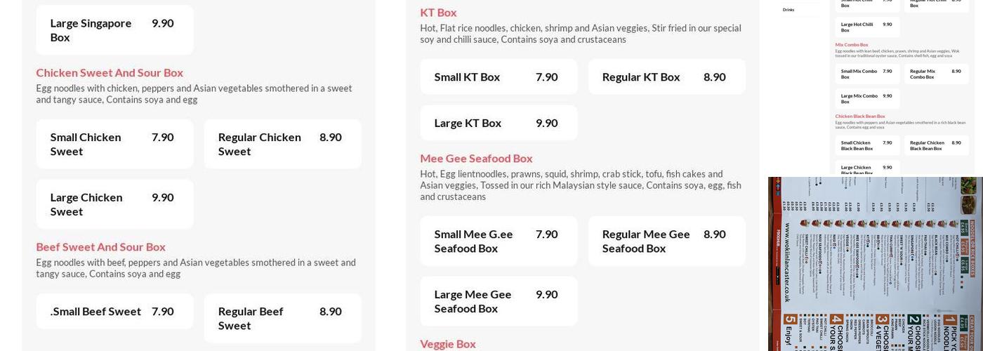 Wok Iin Lancaster University Menu
