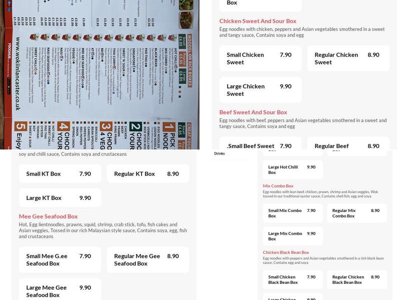 Wok Iin Lancaster University Menu