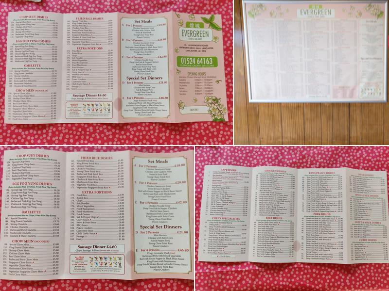 Evergreen Takeaway Menu