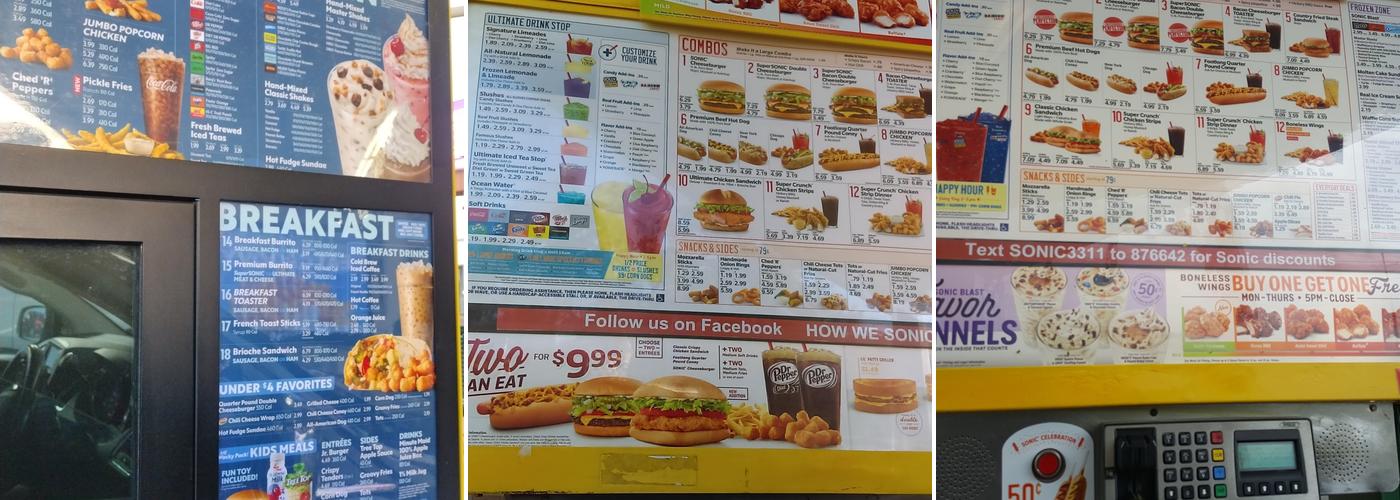 Sonic Drive-In Menu