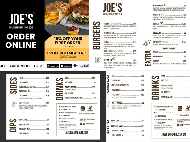 Joe's burger house Menu