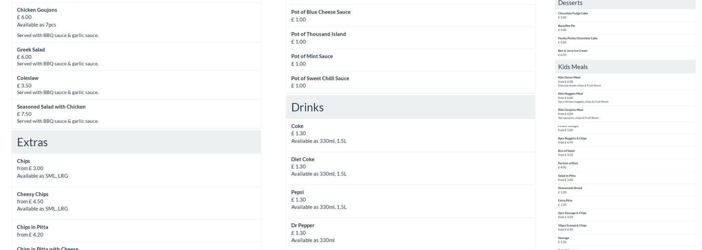 Flame N Grill | Lancing Menu