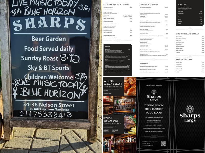 Sharps Largs Menu