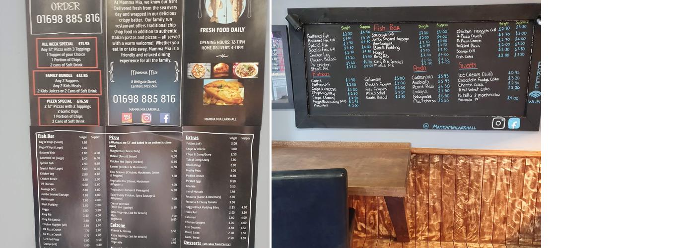 Mamma Mia Larkhall Menu