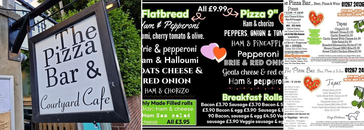 The Pizza Bar Llansteffan Menu