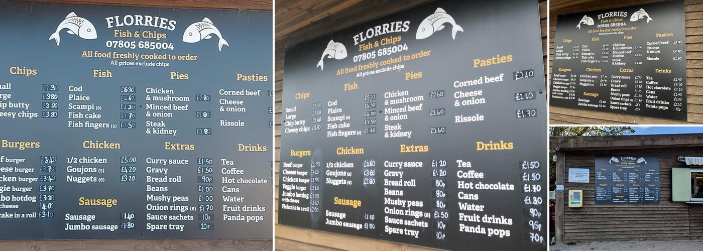Florries fish and chips Menu