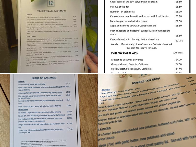 Number Ten Wine Bar and Kitchen Menu