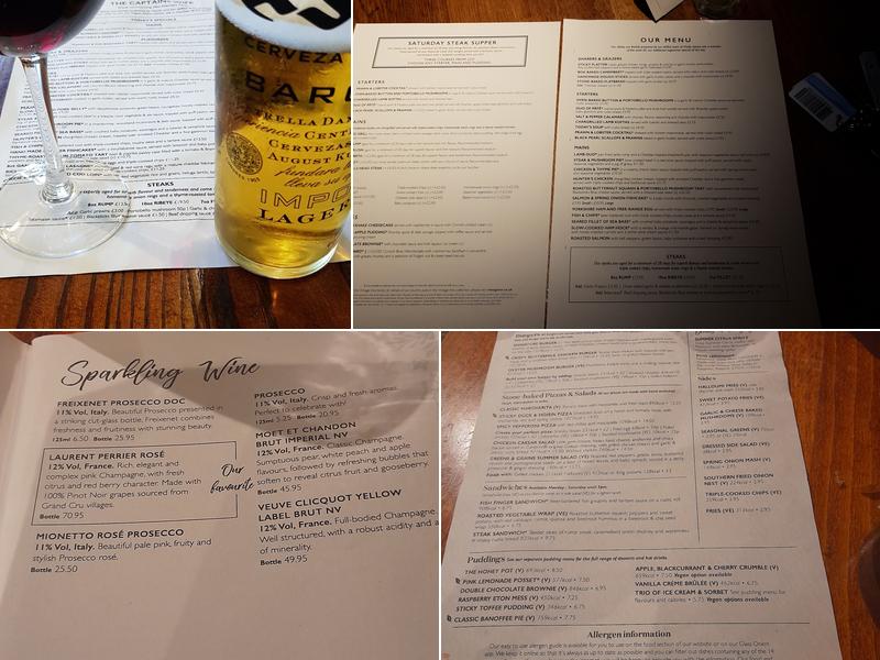 The Captains Wife Menu