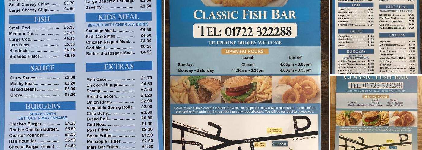 Classic Fish Bar Menu