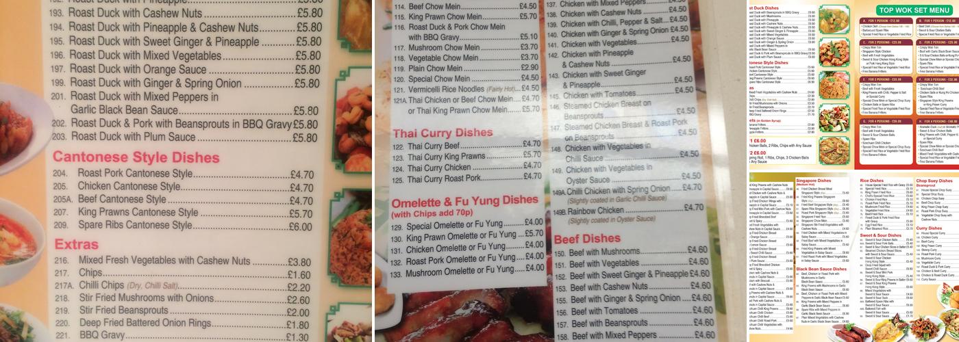 Top wok Chinese takeaway Menu