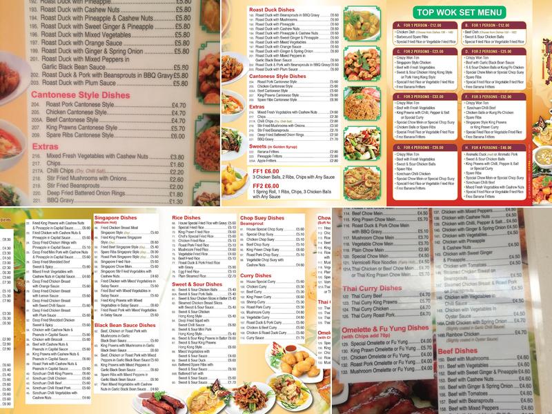 Top wok Chinese takeaway Menu