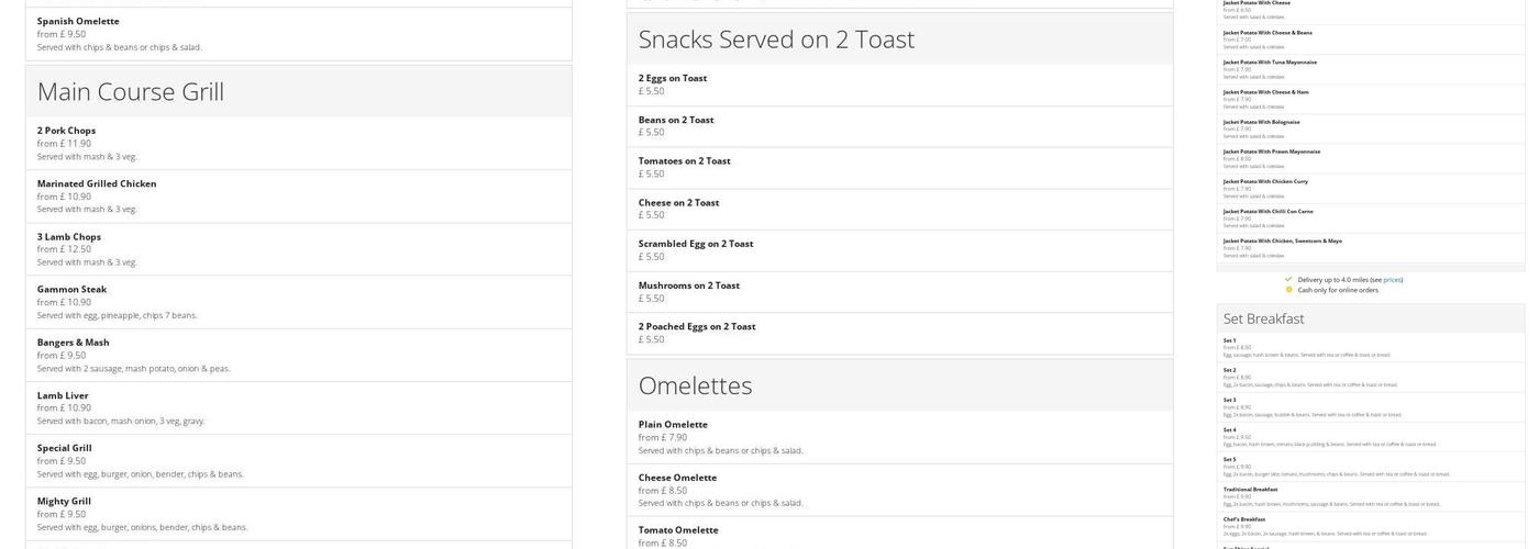 Chef's Delight Cafe & Restaurant Menu