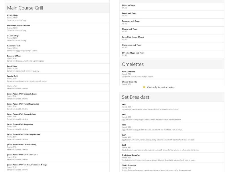 Chef's Delight Cafe & Restaurant Menu