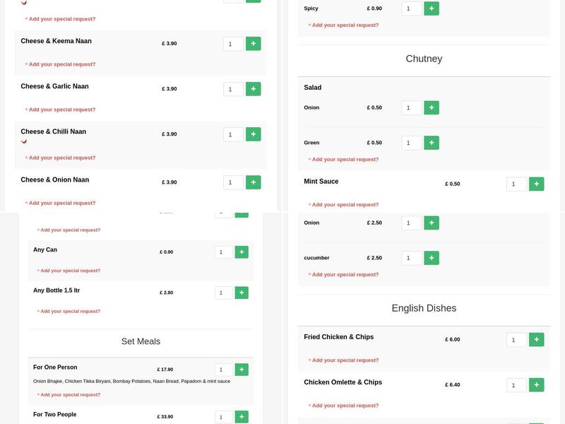 Solent Tandoori Menu