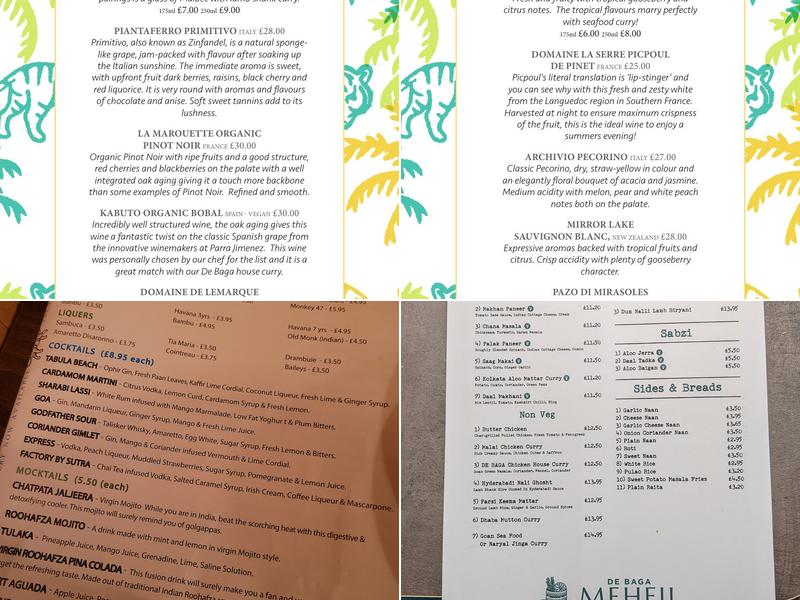De Baga Restaurant Menu