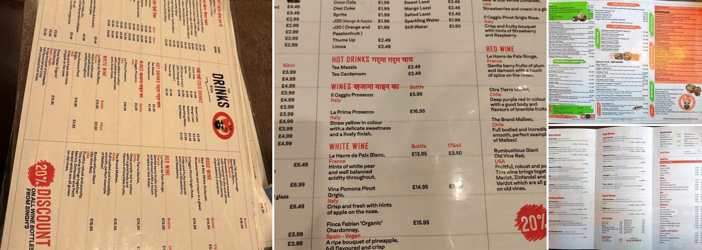 SINGH'S LEEDS Menu