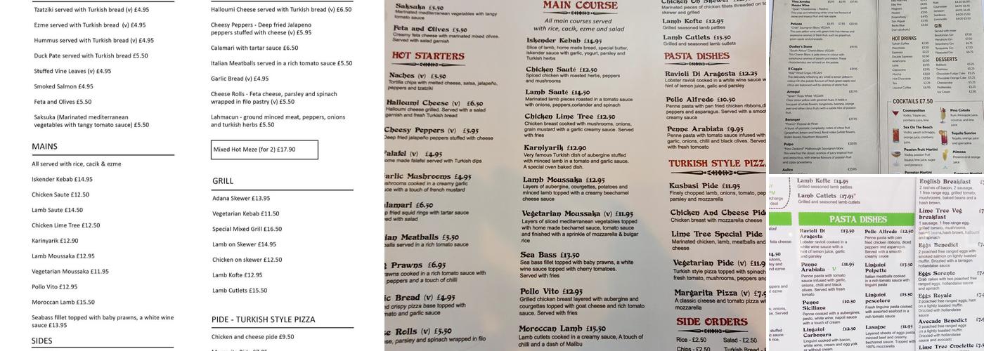 Lime Tree Bistro Menu