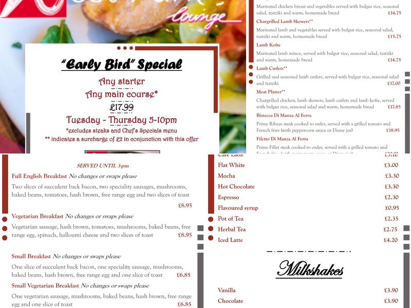 West Park Lounge Menu