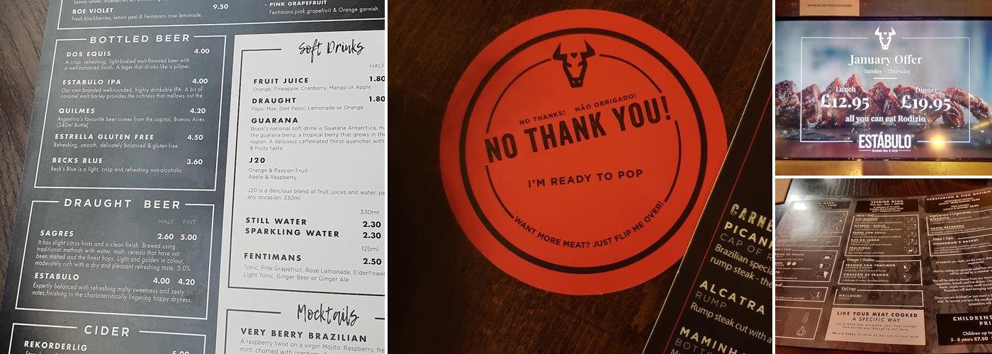 Estabulo Rodizio Bar & Grill - Leeds Menu