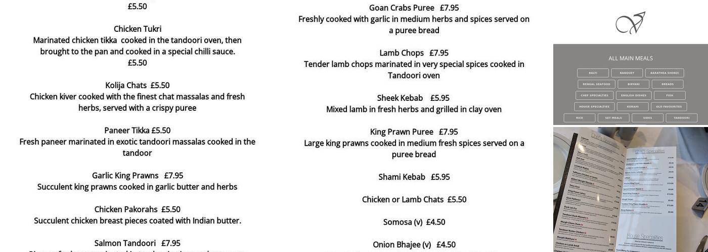 Voujon Indian Restaurant & Takeaway in Headingley, Leeds Menu