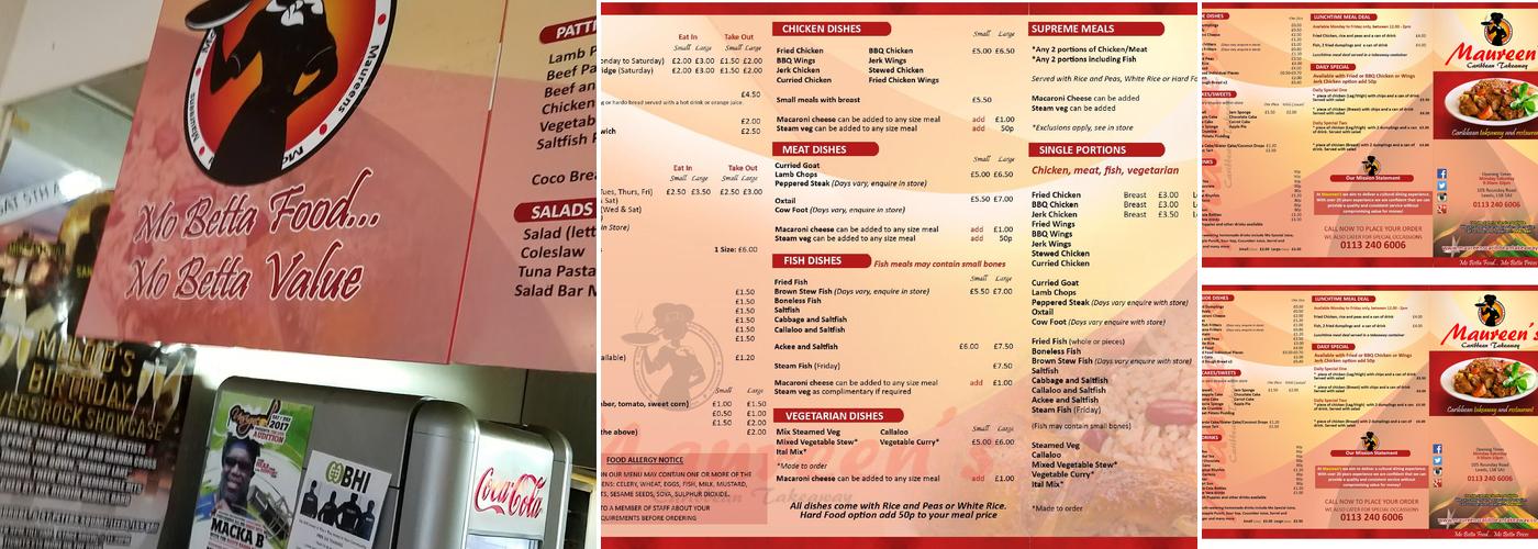 Maureen's Caribbean Catering Ltd Menu
