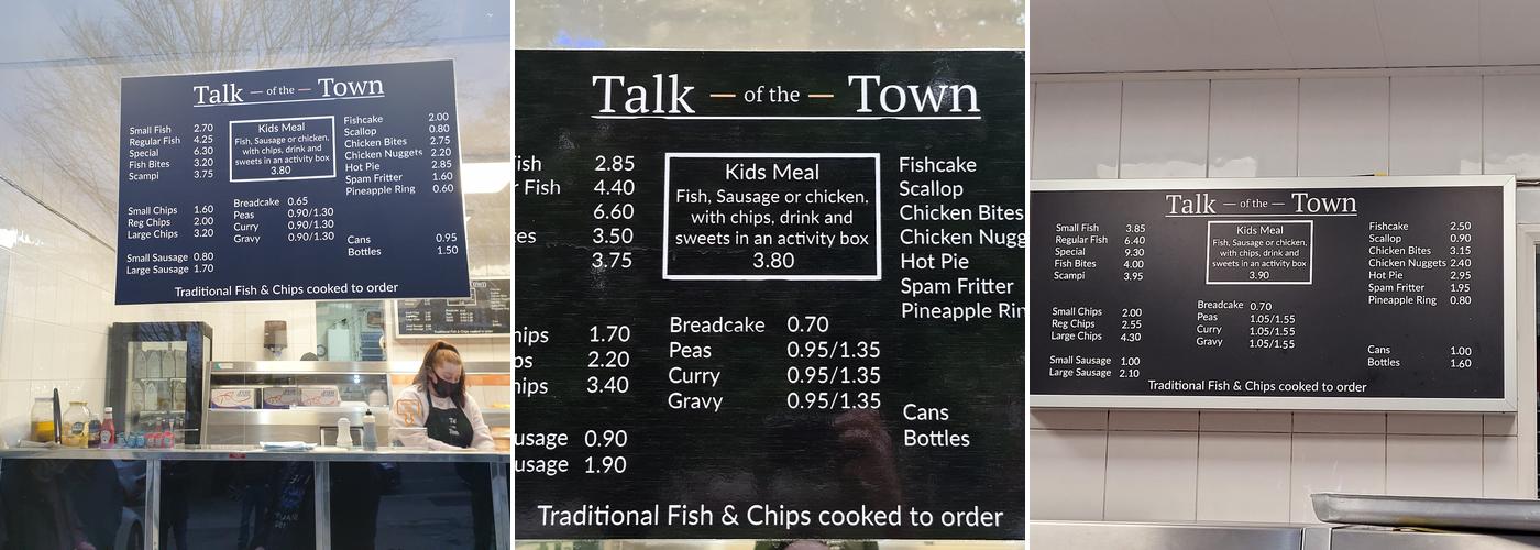 Talk Of The Town Menu