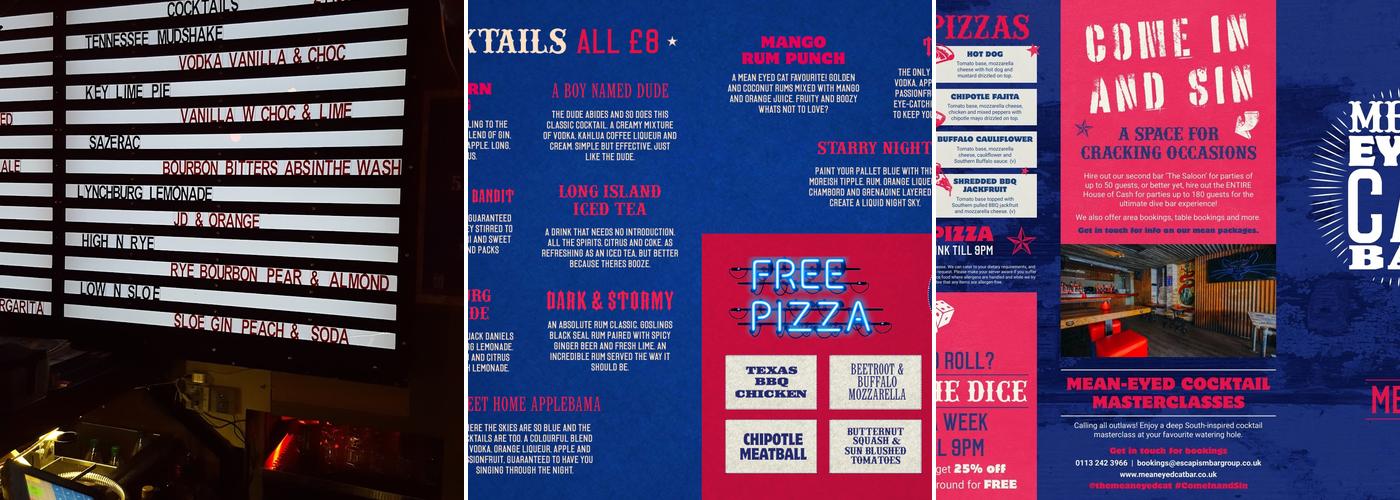 Mean-Eyed Cat Bar Menu