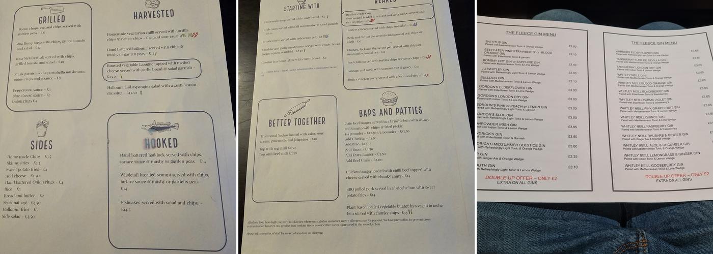 The Fleece Menu