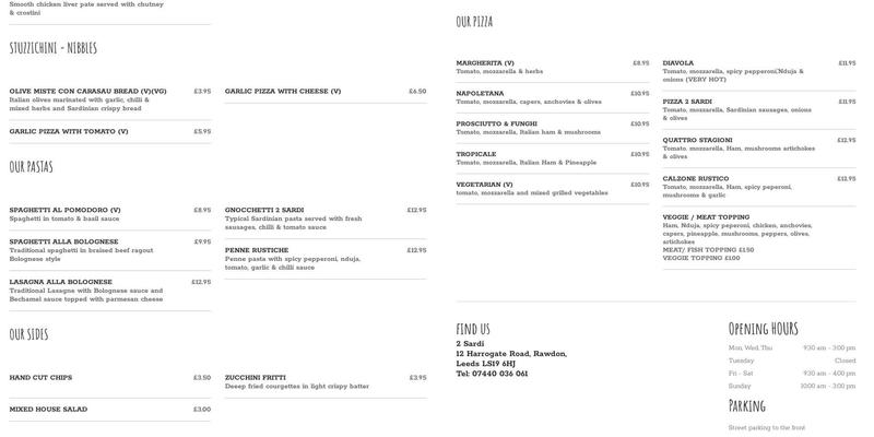 2 Sardi Menu