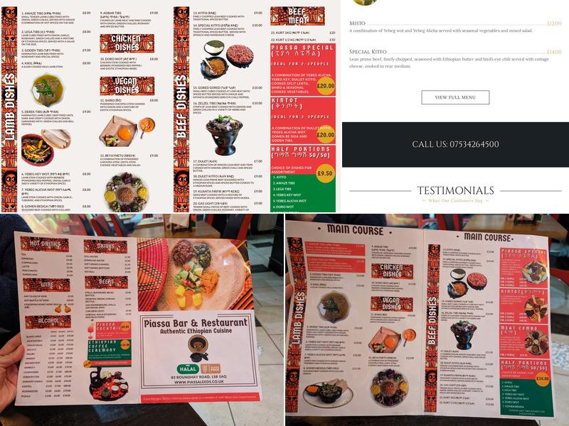 Piassa Bar & Restaurant Menu