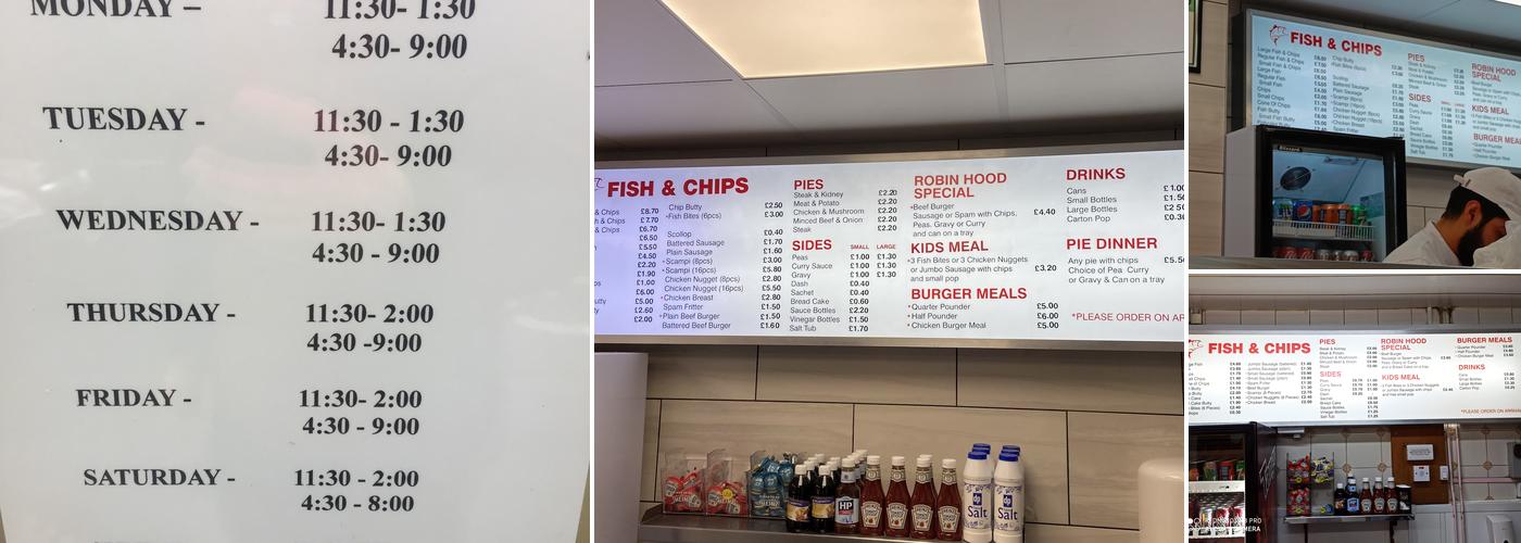 Robin Hood Fisheries Menu