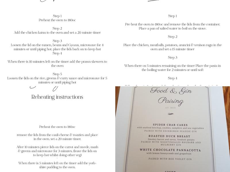 Iris Restaurant Menu