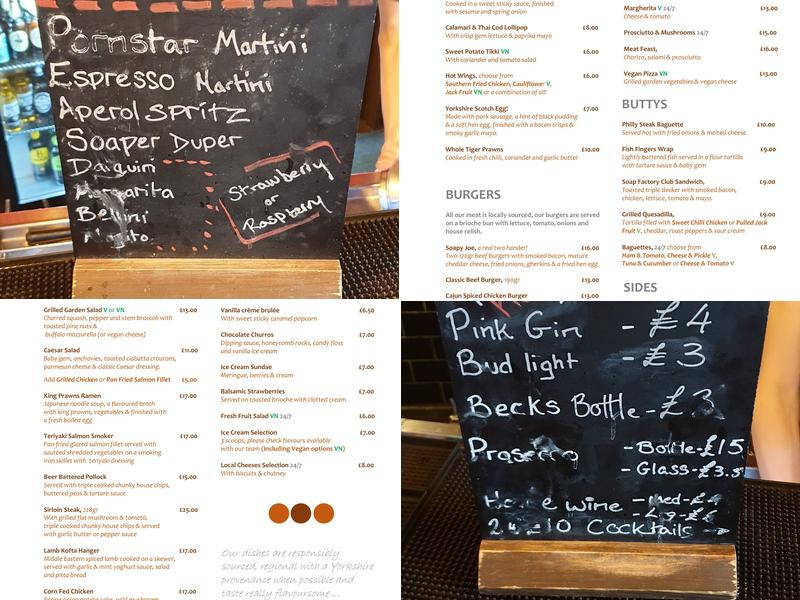 The Soap Factory Menu