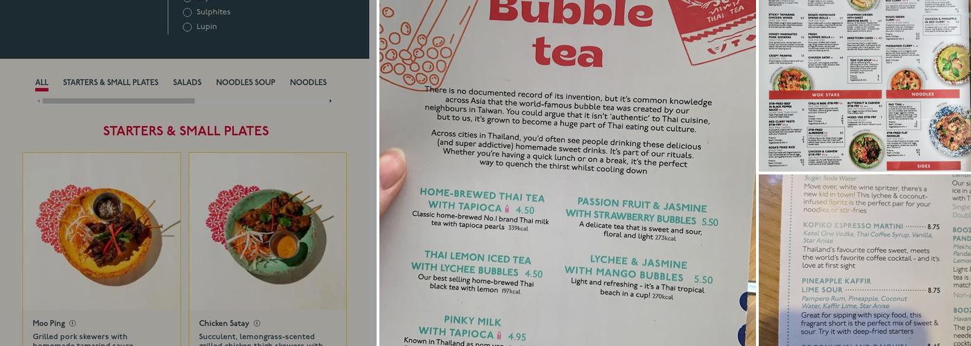 Rosa's Thai Leeds Menu