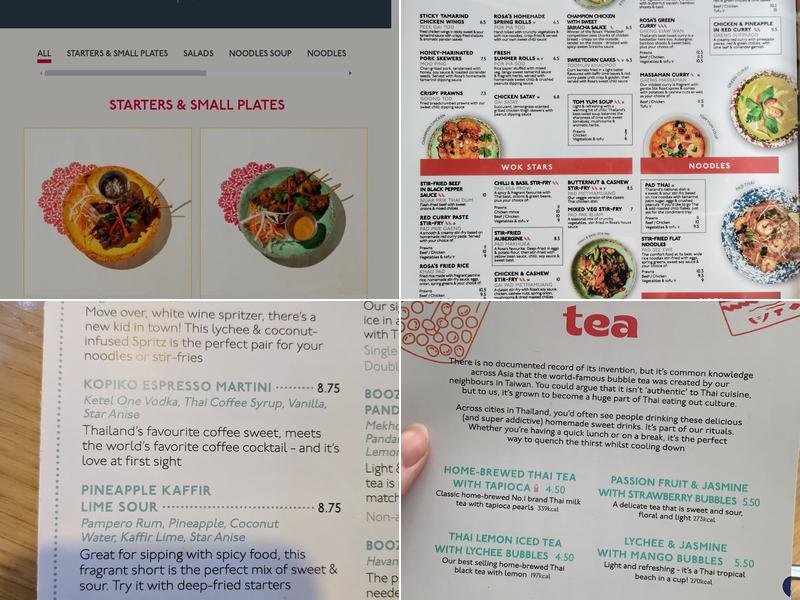 Rosa's Thai Leeds Menu