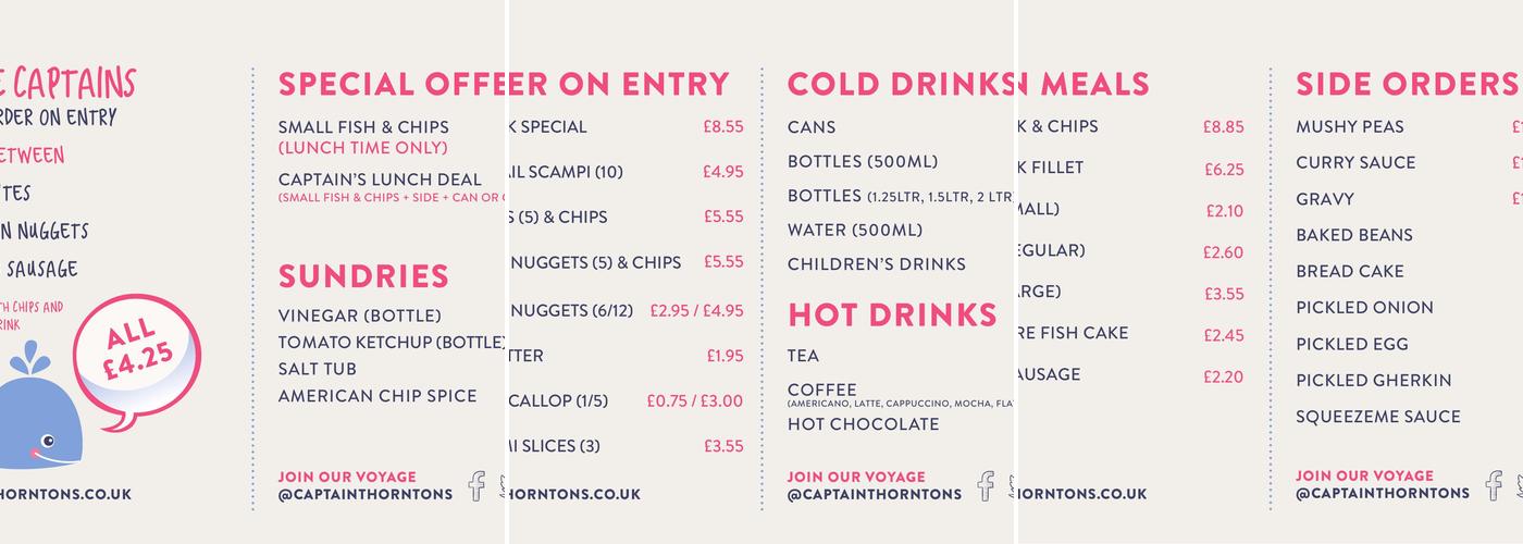 Captain Thornton’s Menu