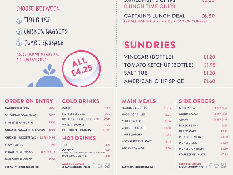 Captain Thornton’s Menu