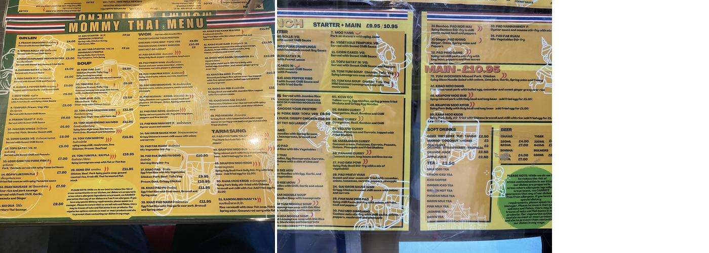 Mommy Thai Menu