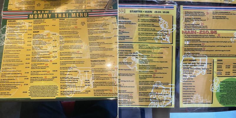 Mommy Thai Menu