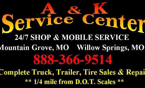 A & K Service Center LLC 24 hour mobile truck trailer tire repair road service Cabool