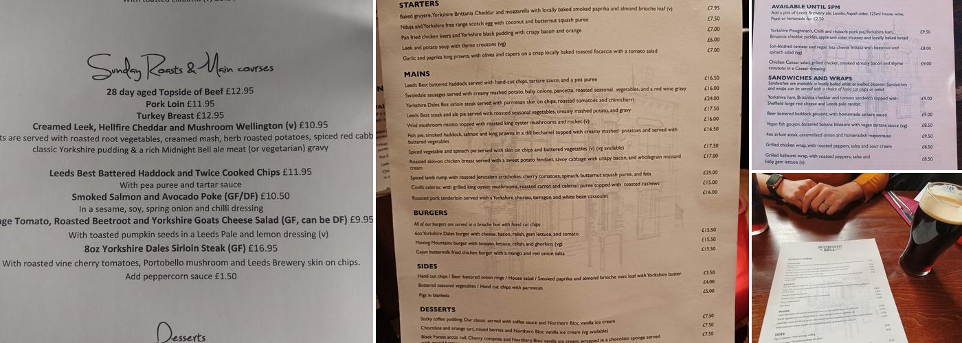 The Midnight Bell Menu